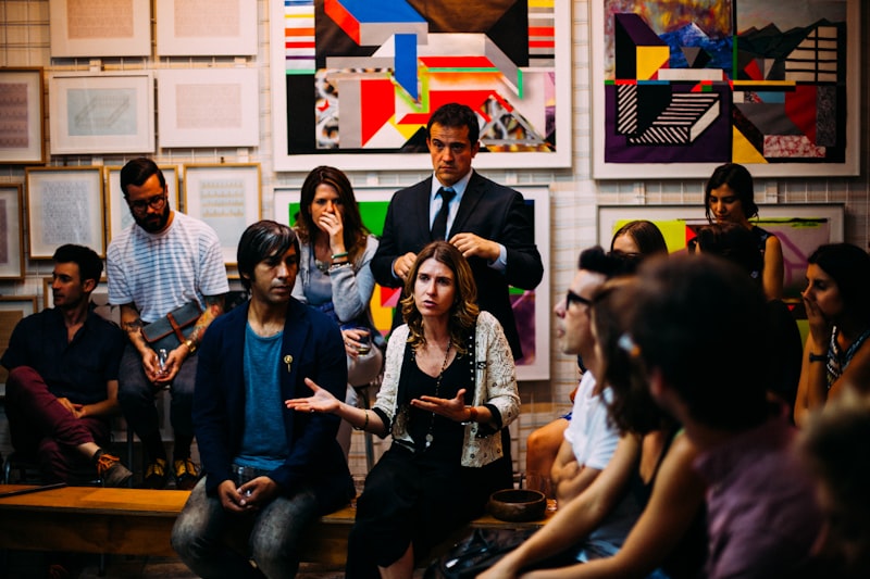 Professionals at a business networking mixer